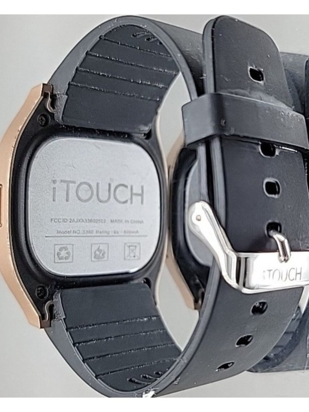 iTOUCH Classic Smartwatch Gold Case Black Silicone Band Model 3360 Tested Works - Picture 12 of 16